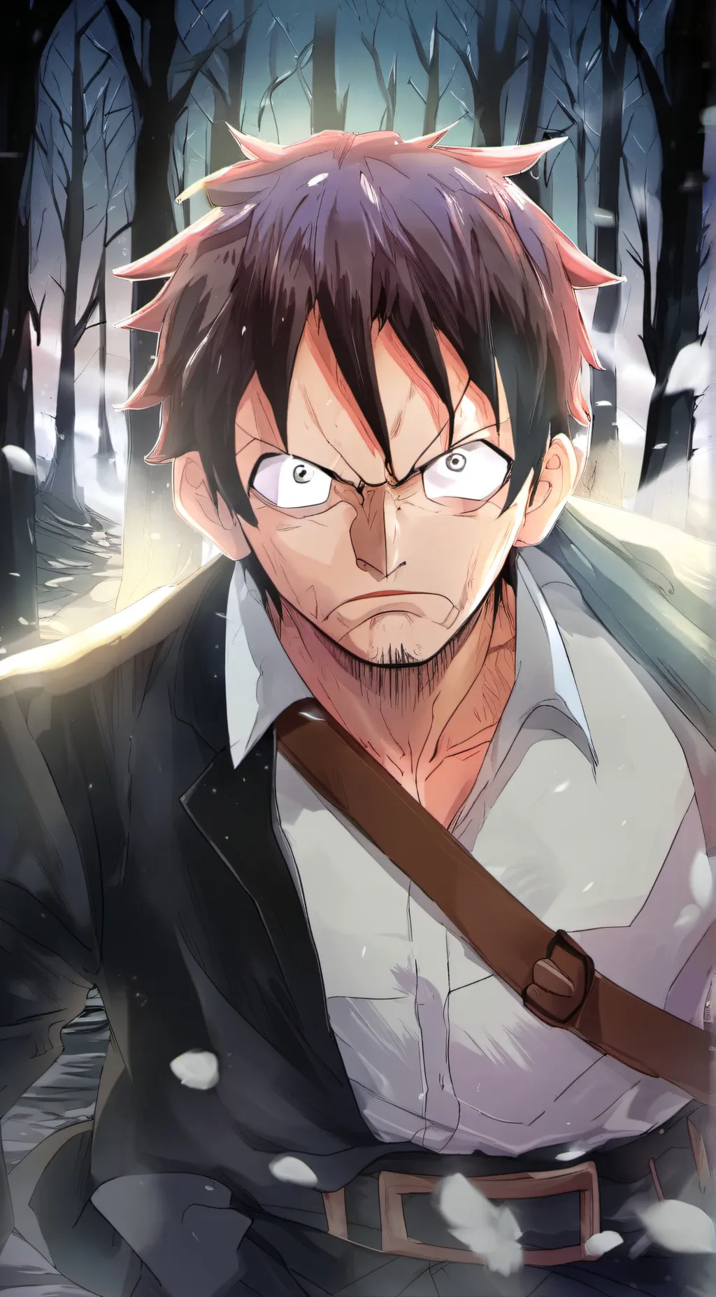ai character: Black hair shanks background