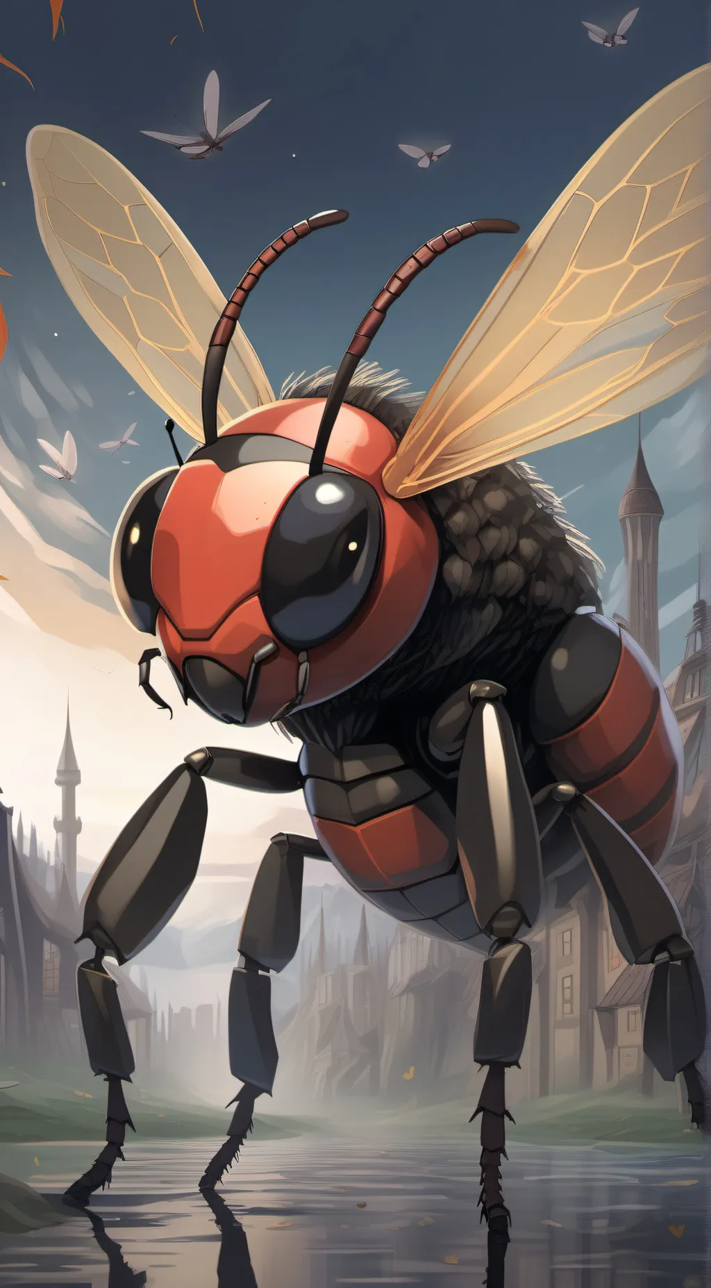 ai character: evil groovy bee background