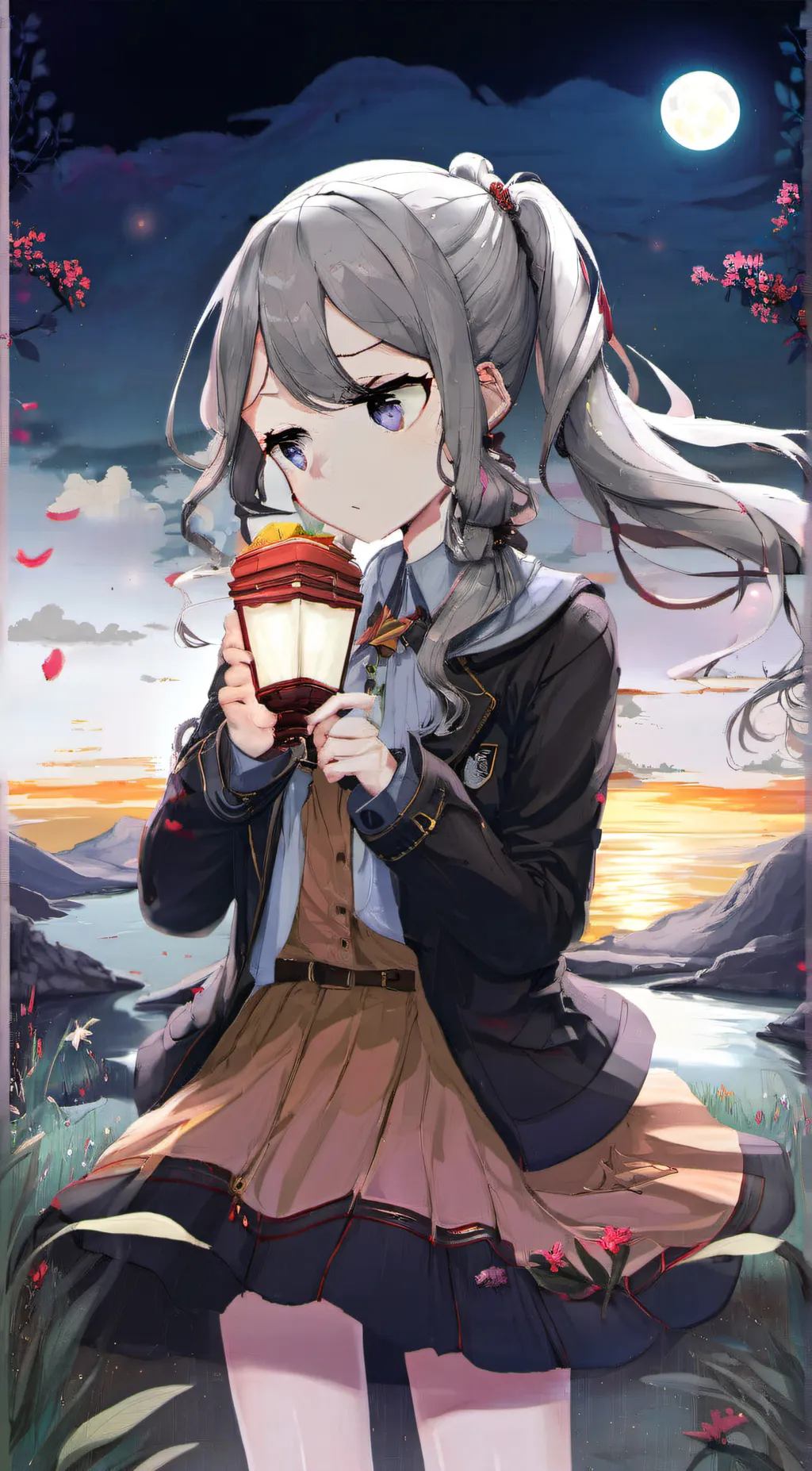 ai character: moonlight background