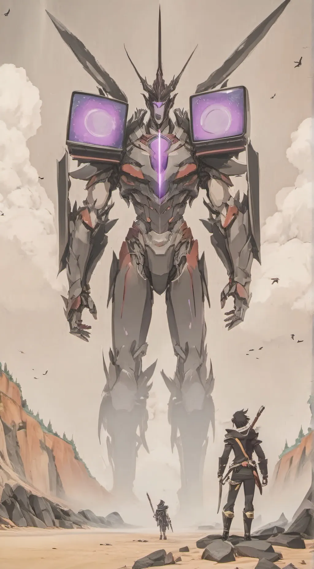 ai character: UPG titan TV man background