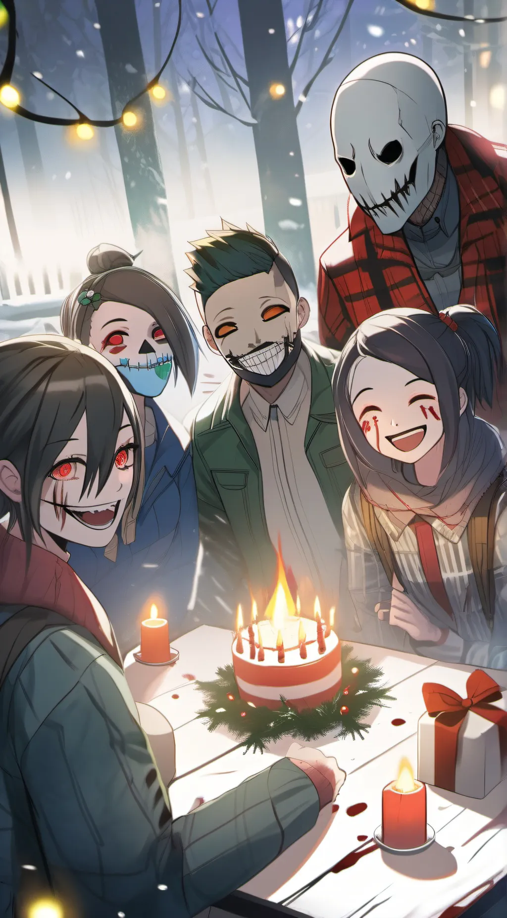 ai character: dbd christmas  background