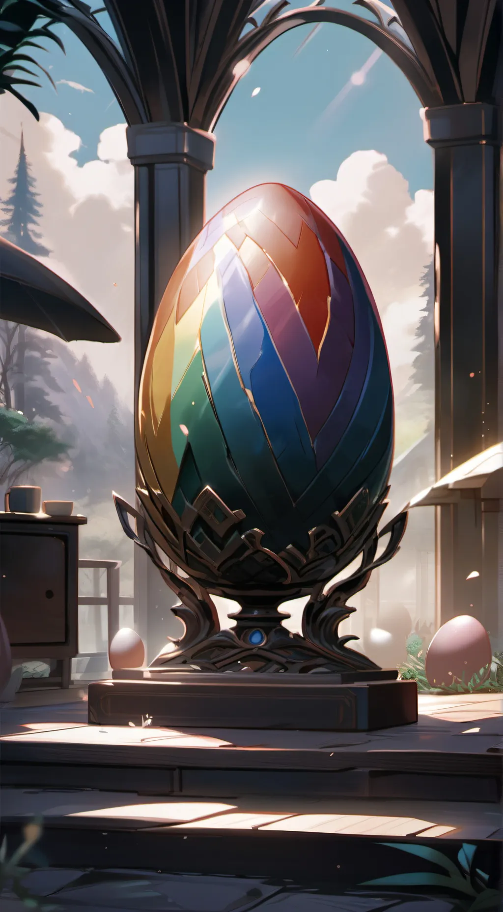 ai character: A dragon egg background