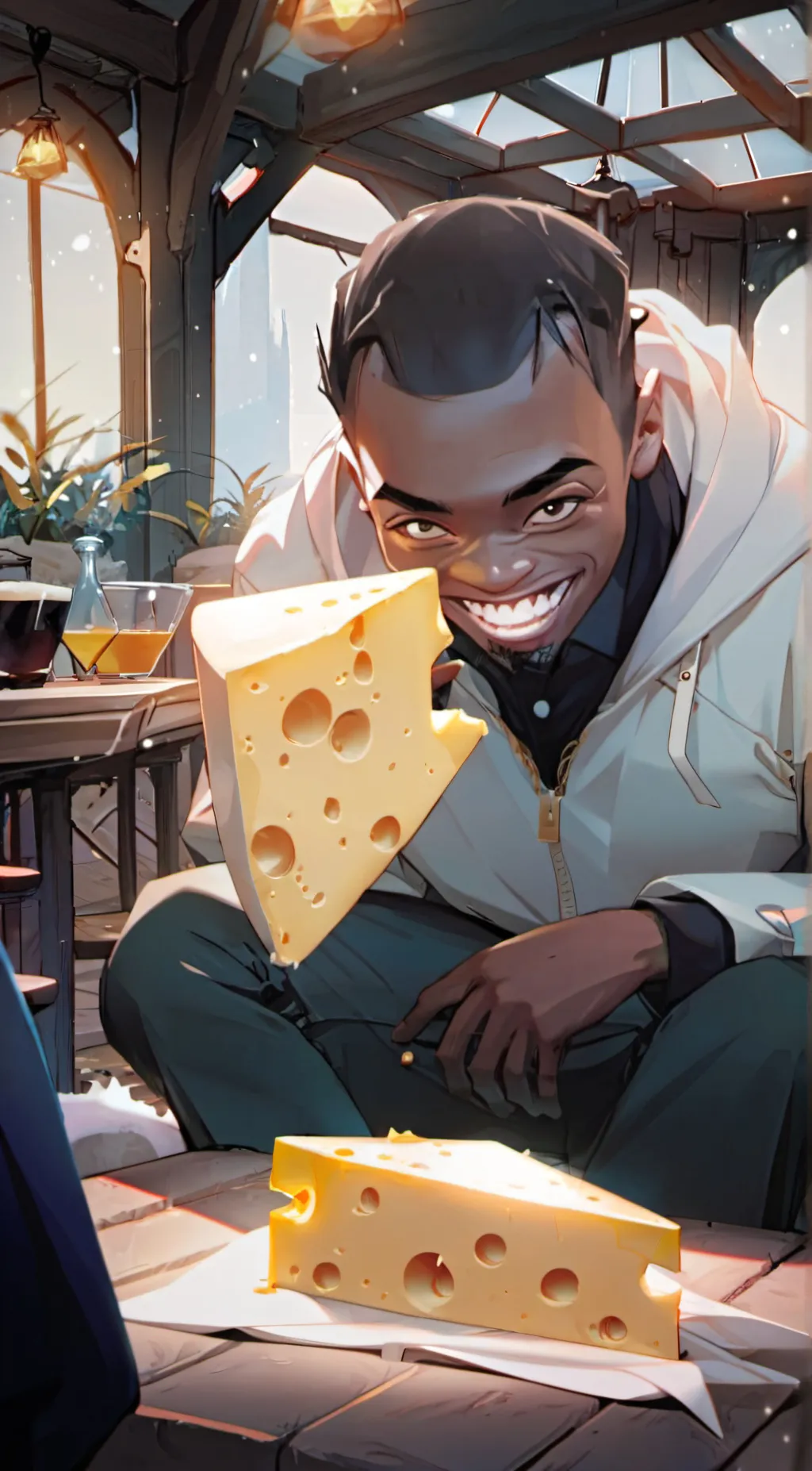 ai character: Cheese guy background