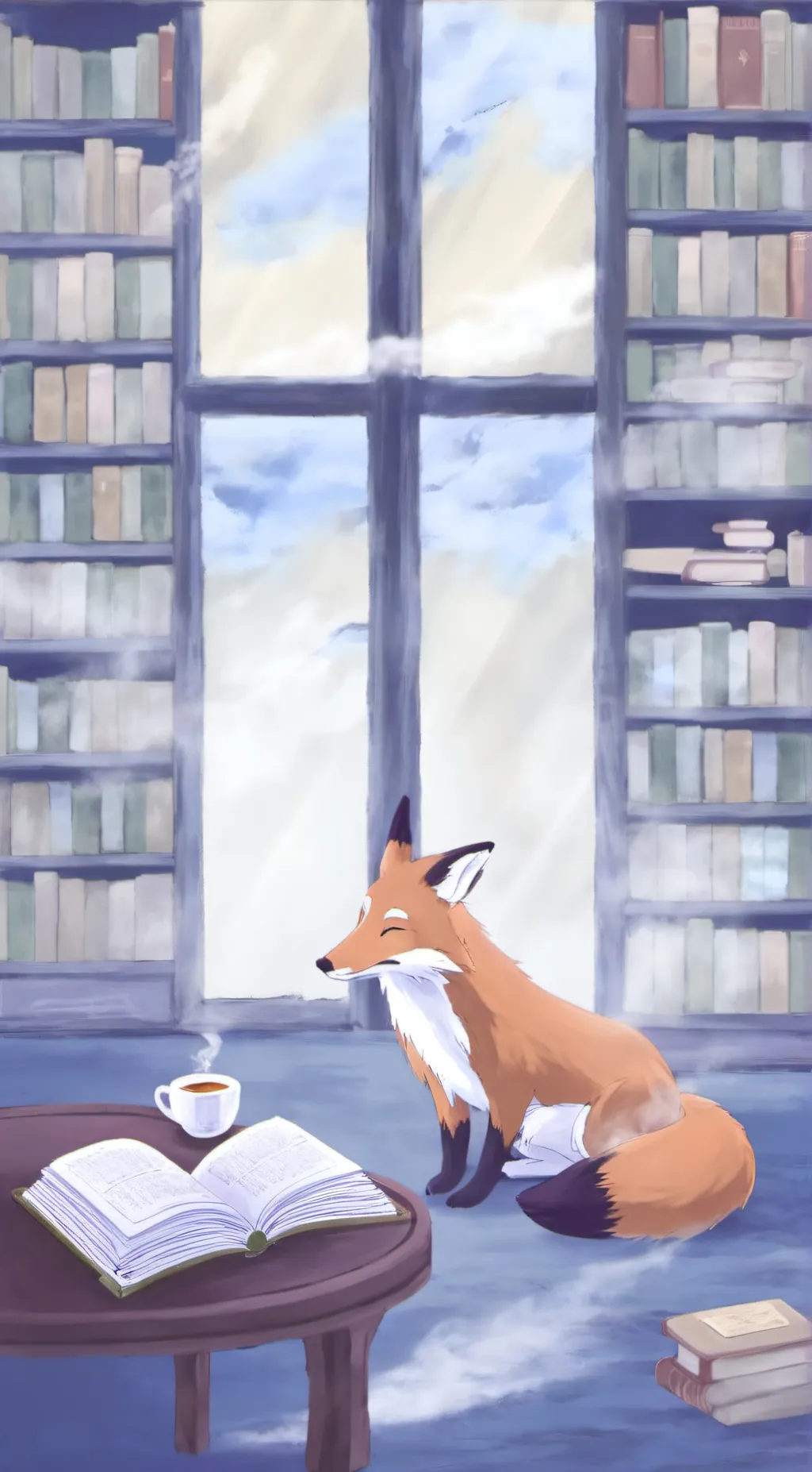 ai character: fox library emp background