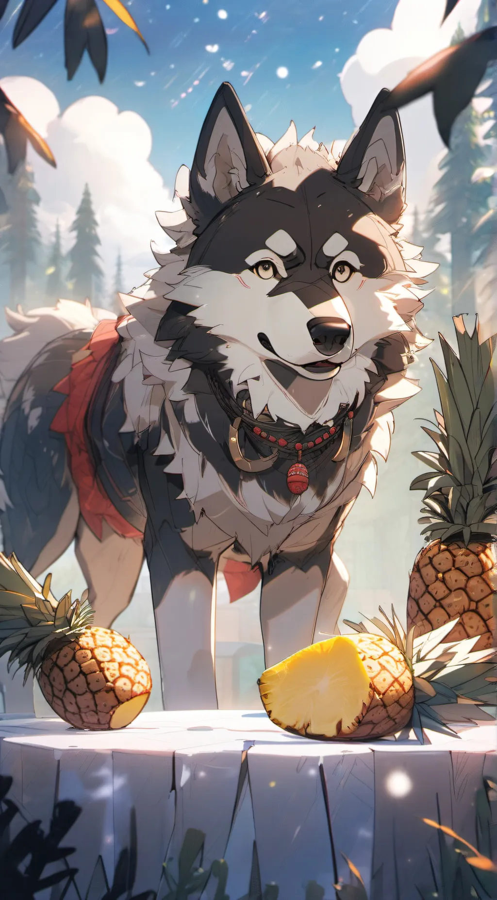 ai character: Pineapple background