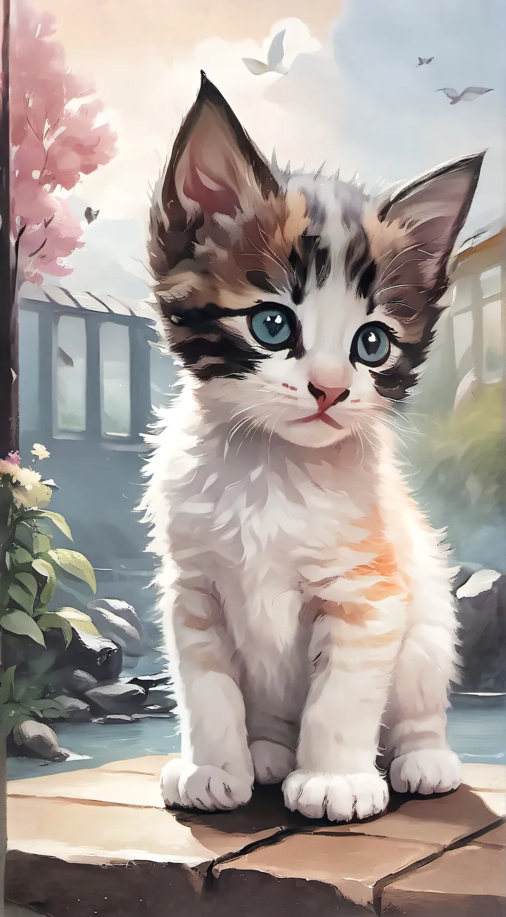 ai character: kitten  background