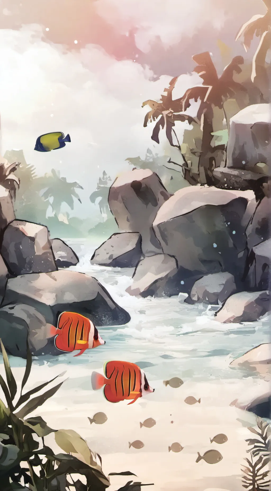 ai character: tropical fish background