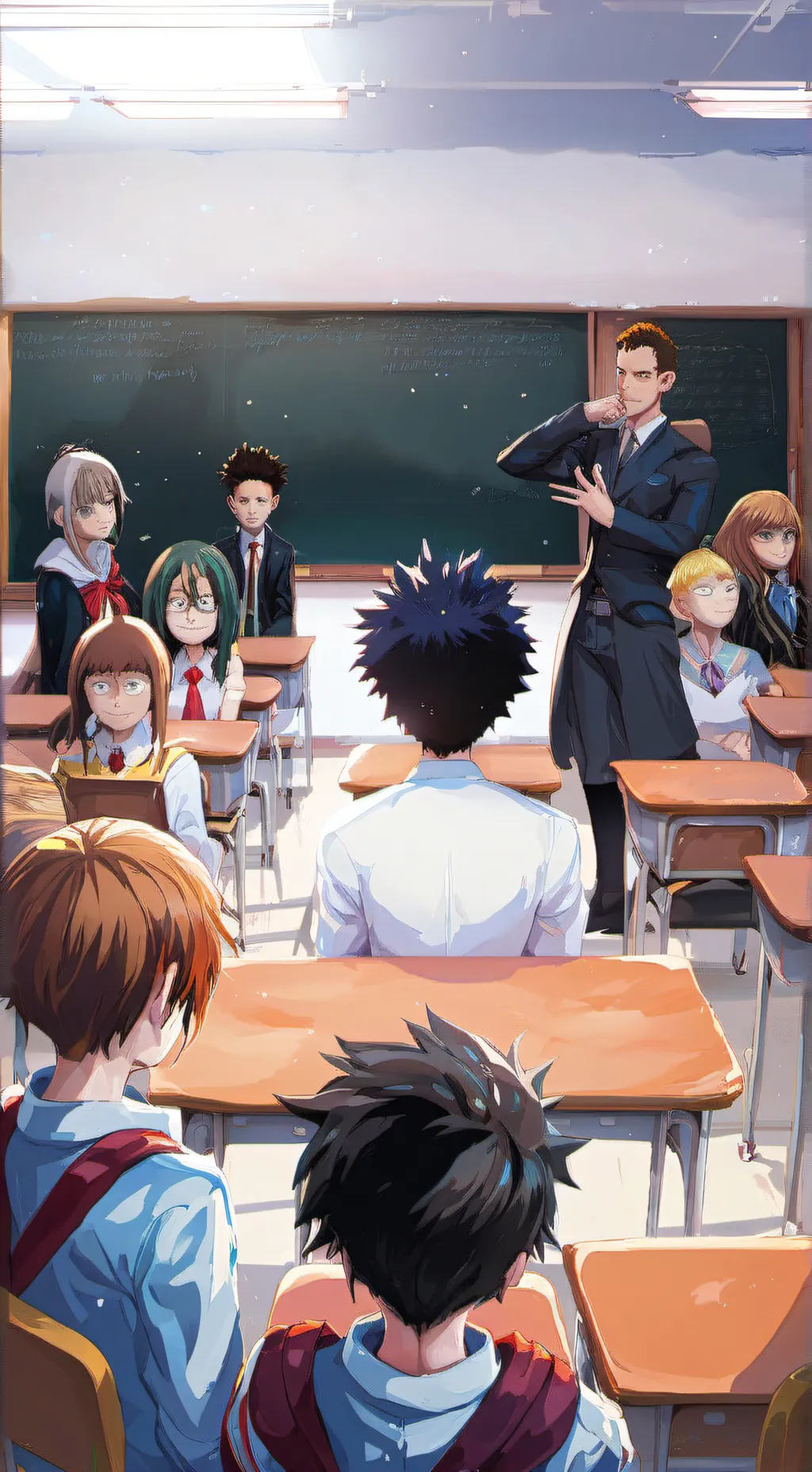 ai character: Mha class room background