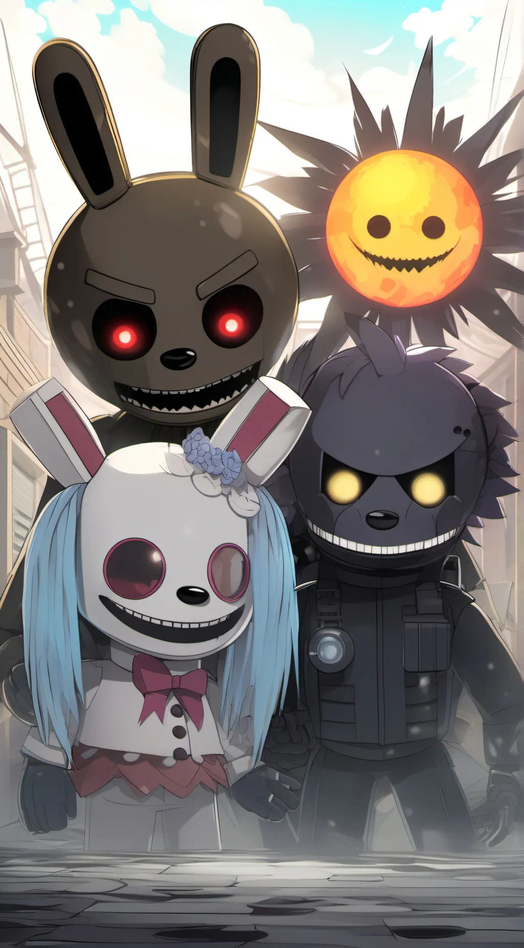 ai character: sun and moon show! background