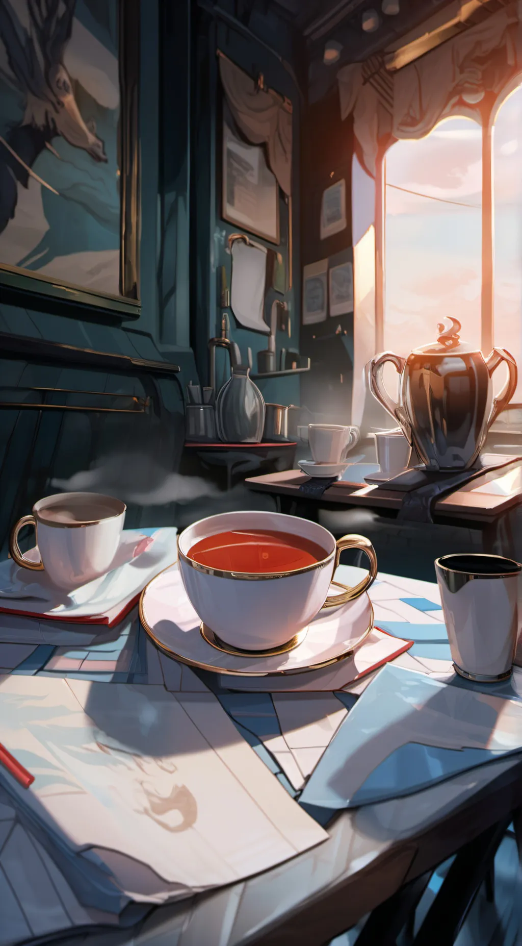 ai character: cup  background