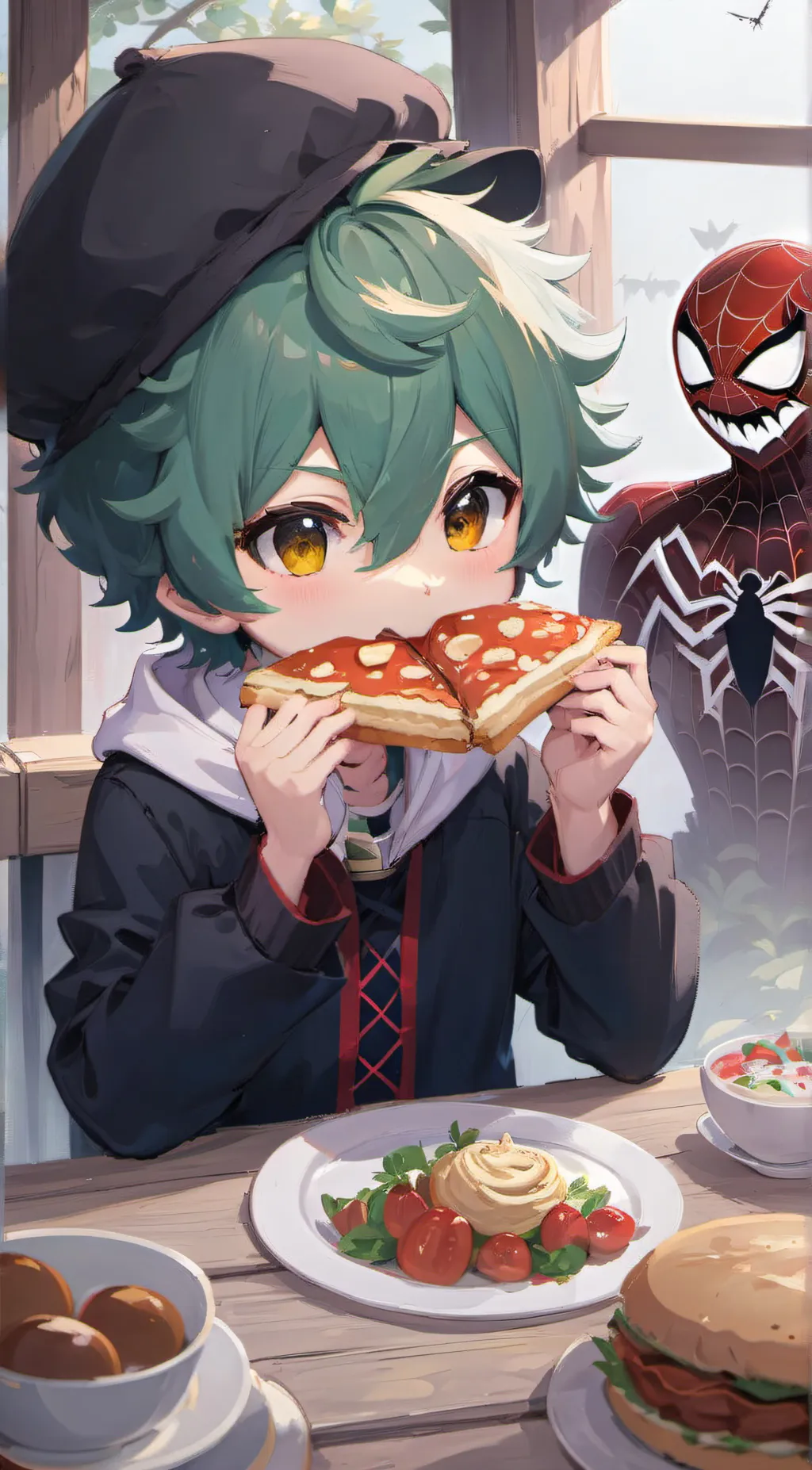 ai character: deku,bakugo,shoto background