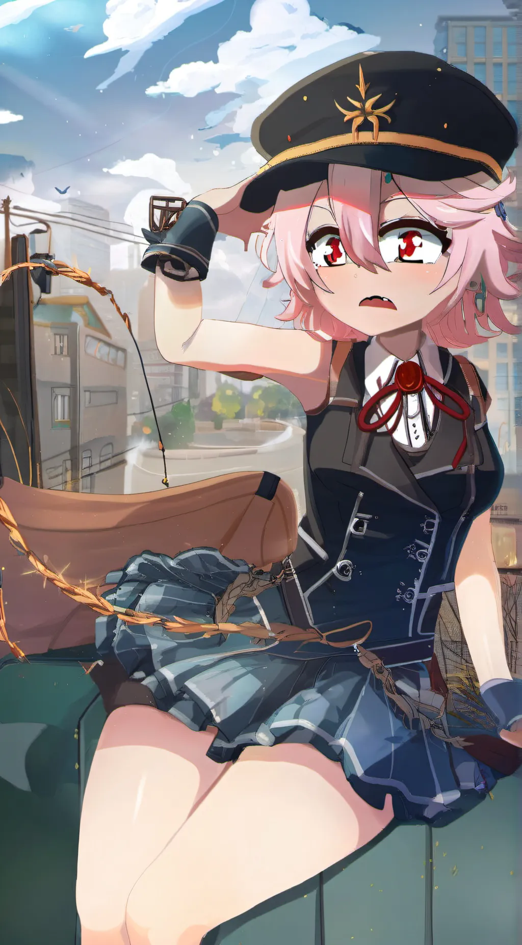 ai character: strawberry background