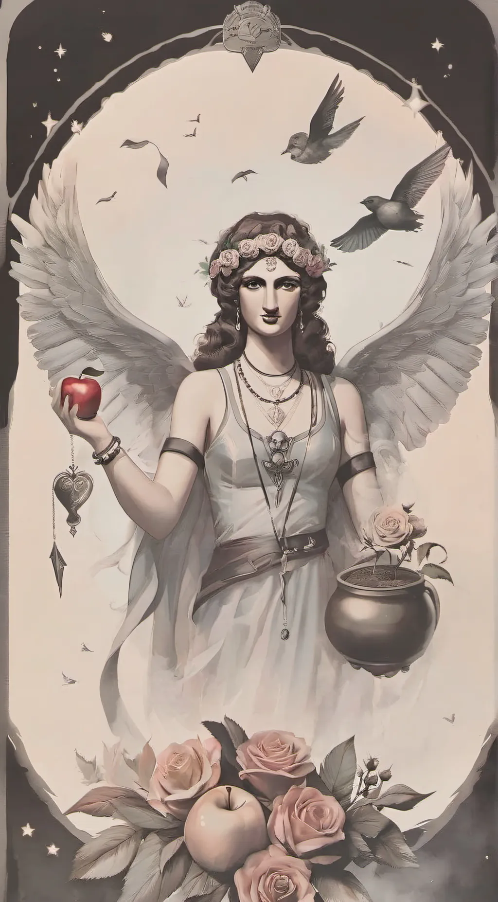 ai character: v goddess  background