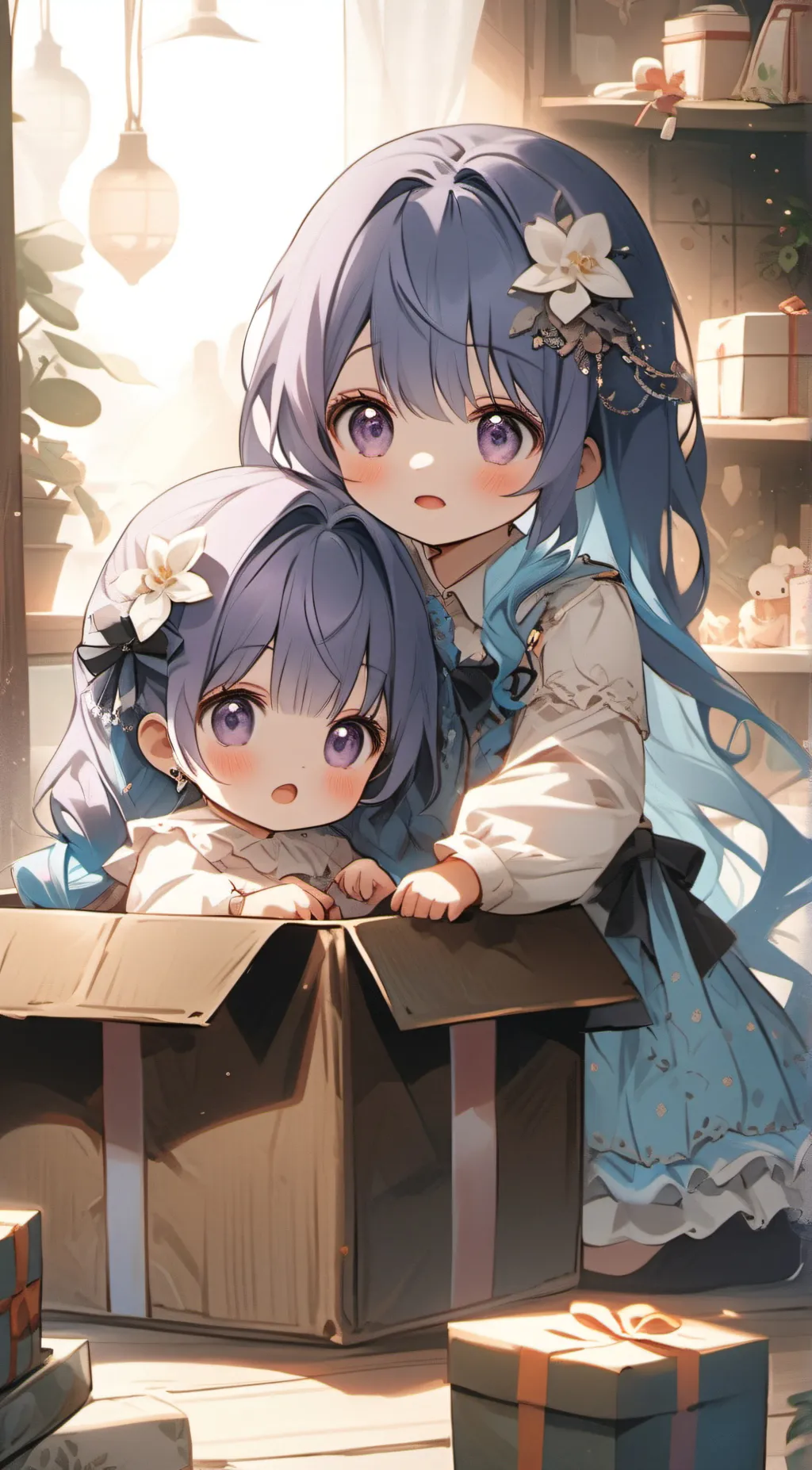 ai character: Violet and lily background