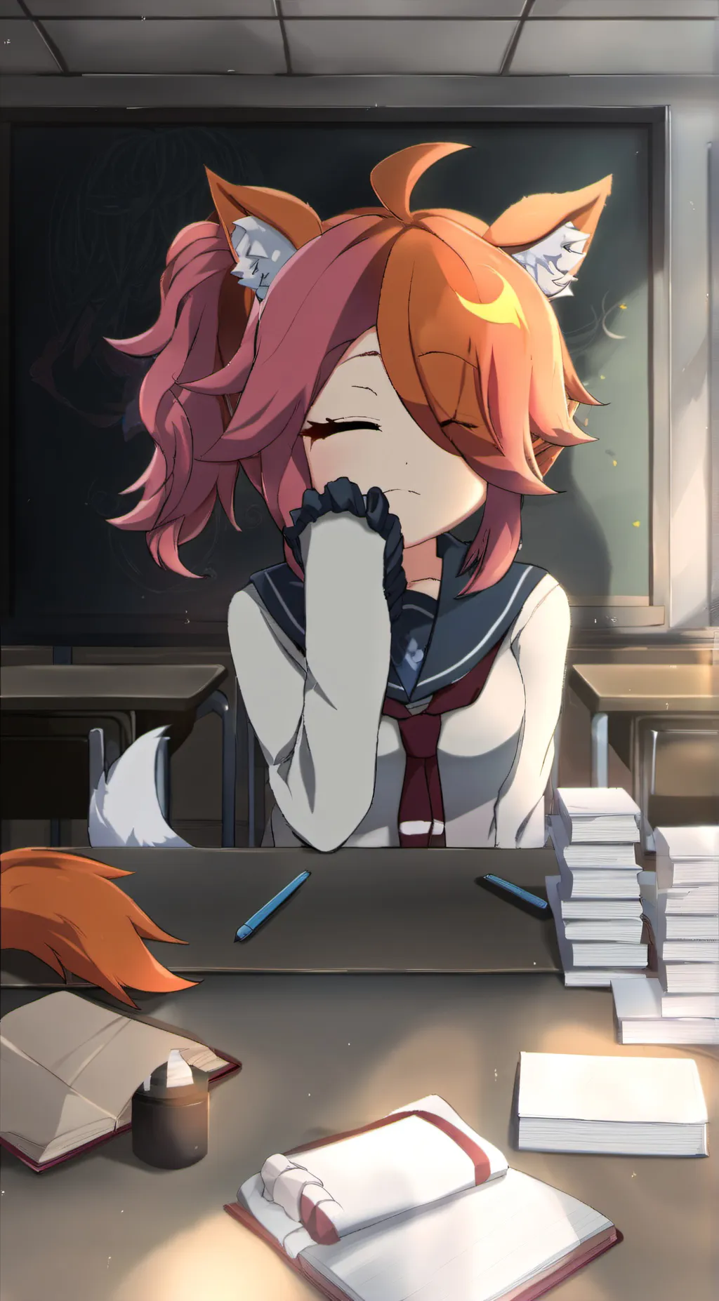 ai character: Busy time background