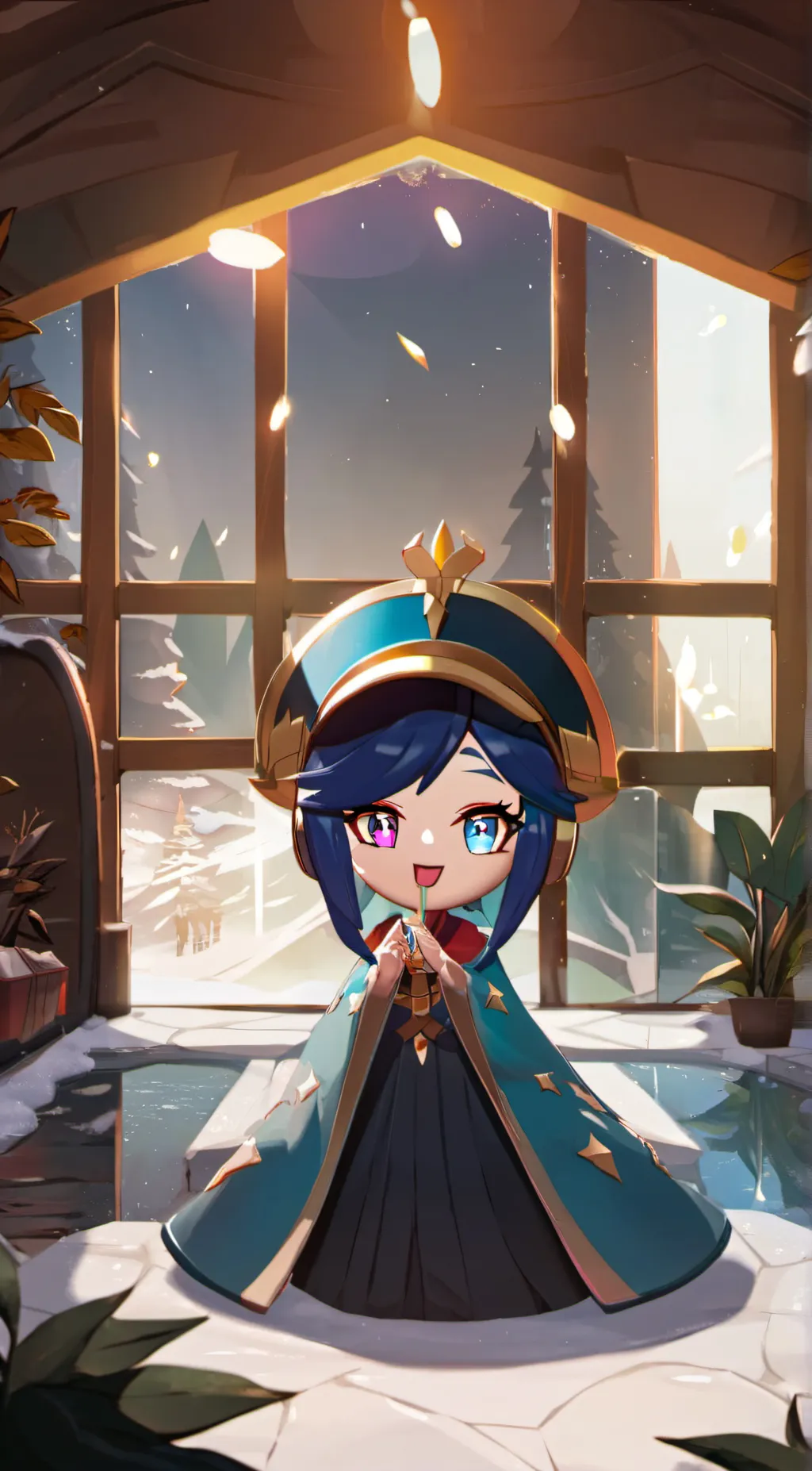 ai character: Violet background