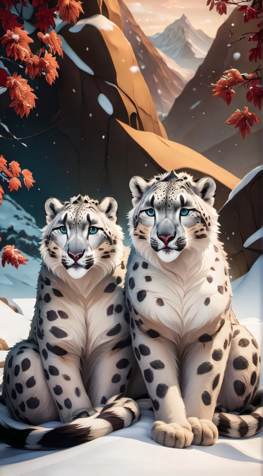 ai character: snow leopards background