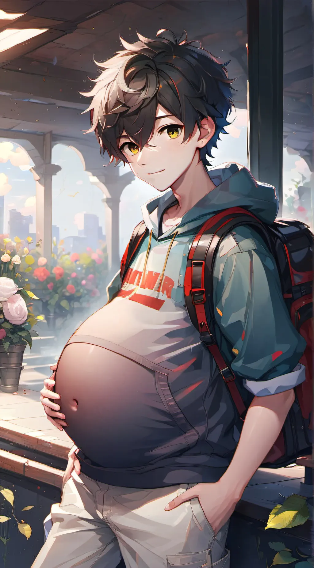 ai character: pregnant  background