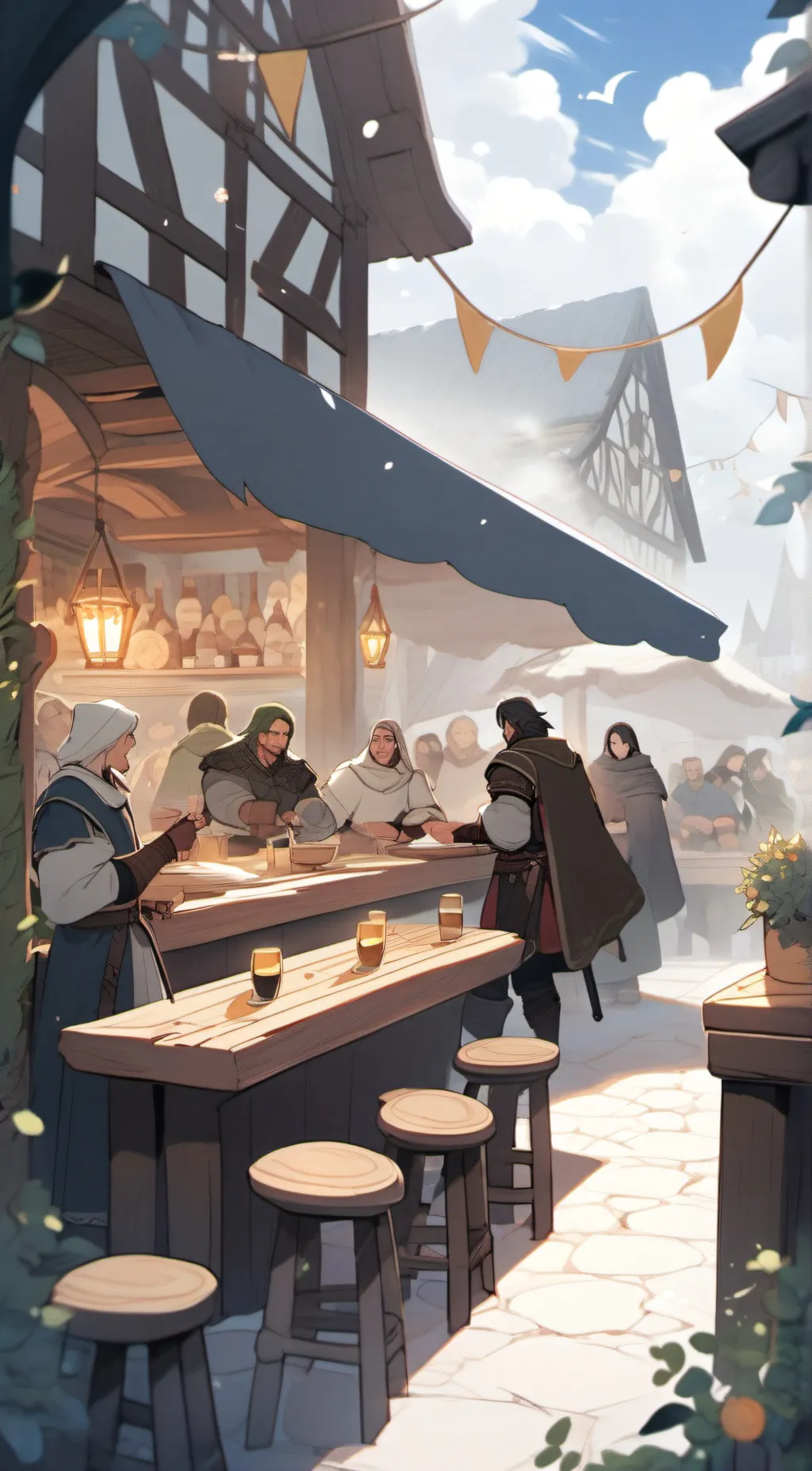 ai character: sun of moon tavern background