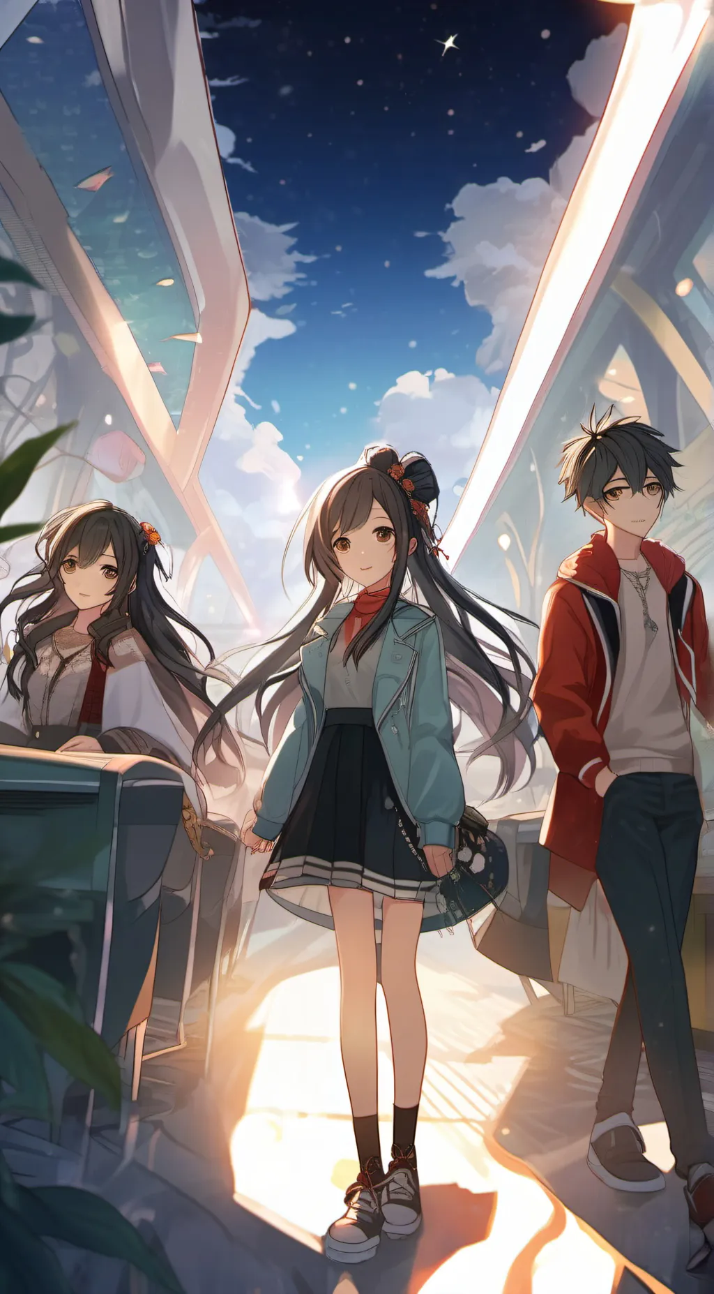 ai character: Emily, Ava ,Jack  background