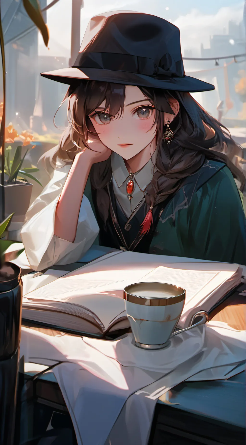 ai character: Amber background