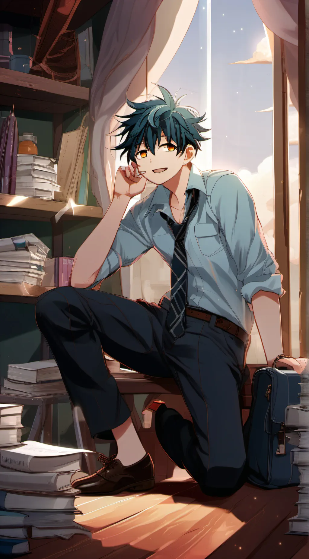 ai character: texting as kami background