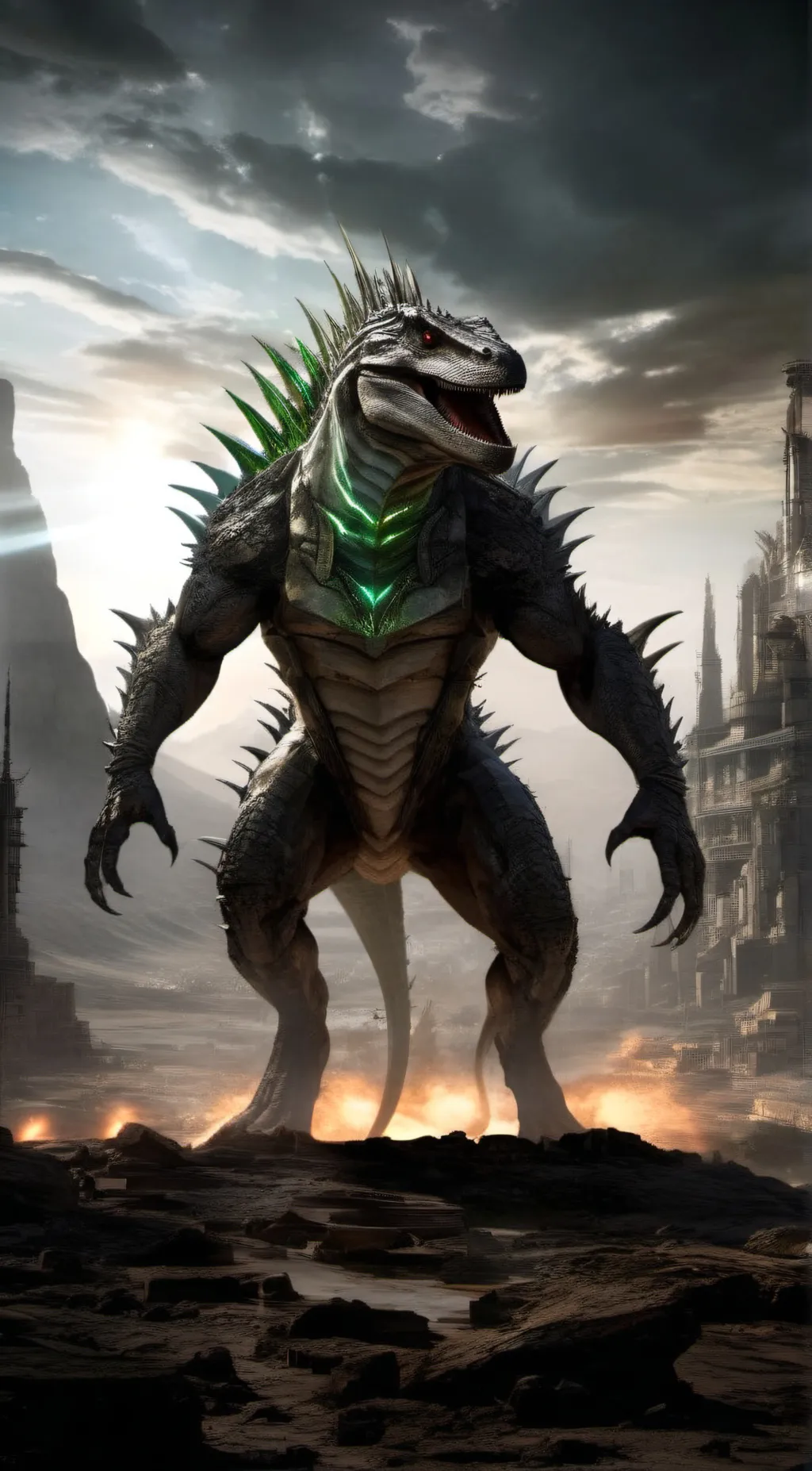 ai character: Godzilla background