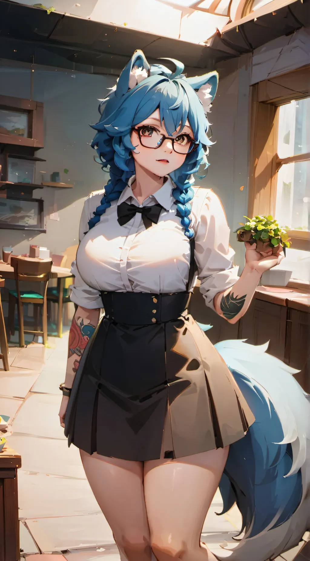 ai character: Blue background