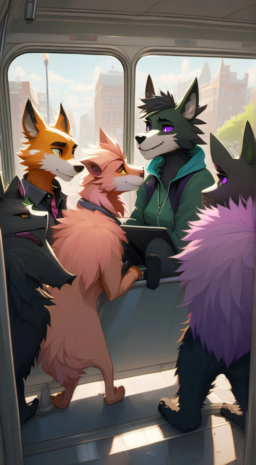 ai character: furries at school  background