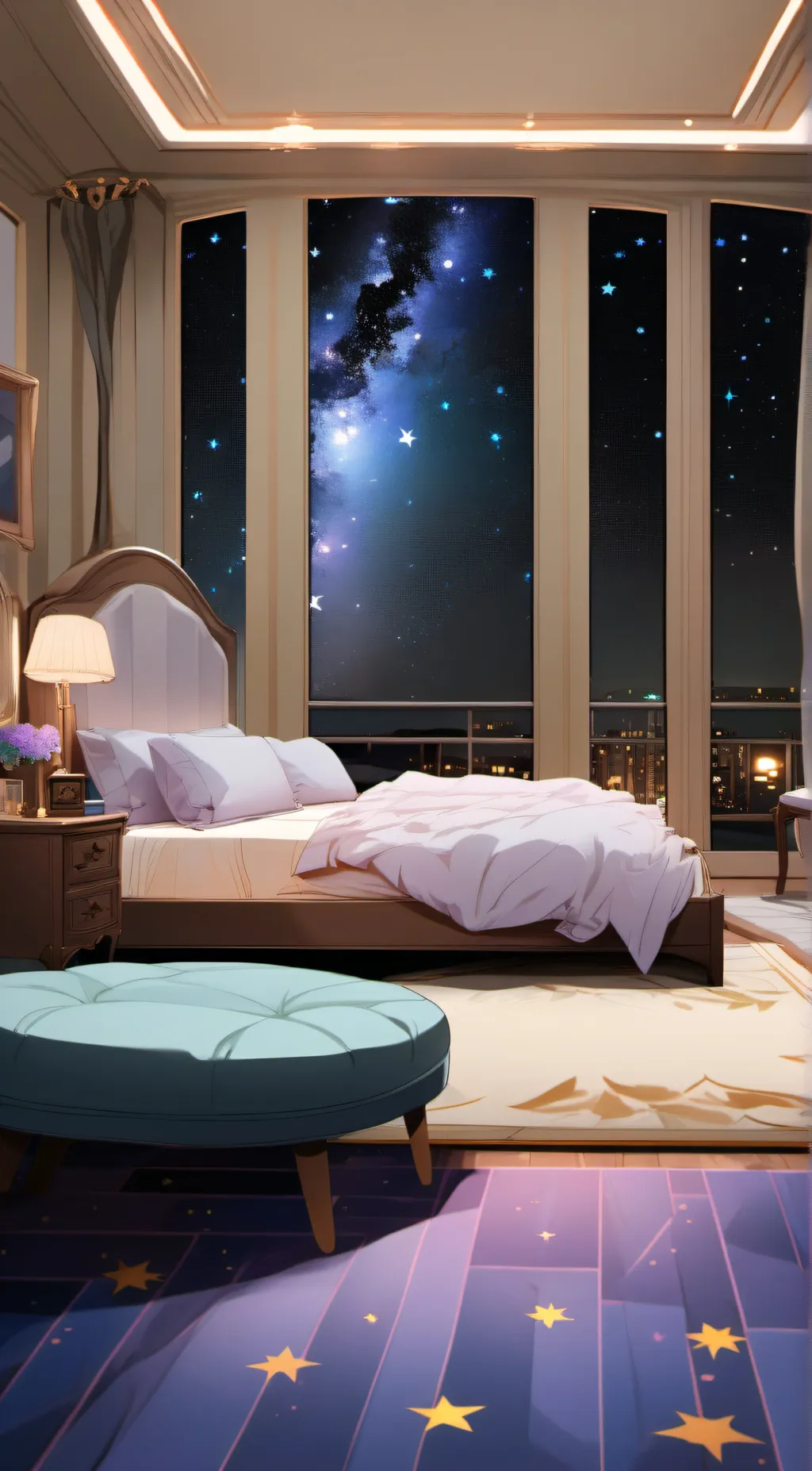 ai character: Comfortable bed background