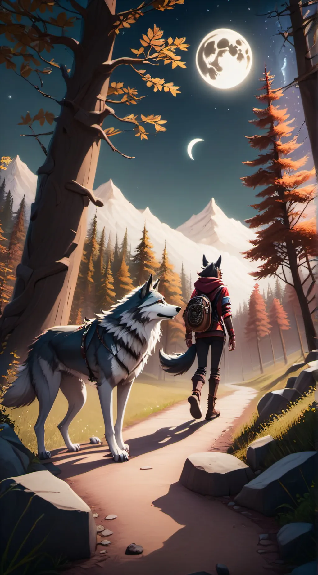 ai character: The Beast&The Girl background