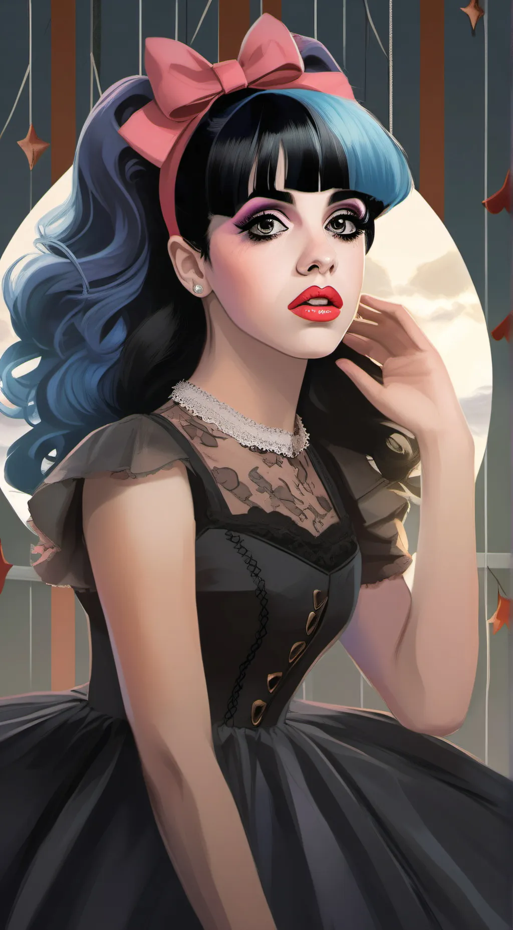 ai character: Melanie Martinez  background