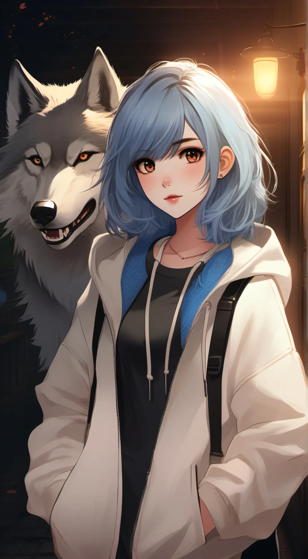 ai character: Blue background