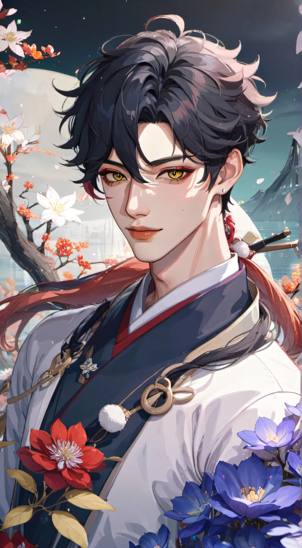 ai character: 🫗code red🍷 background