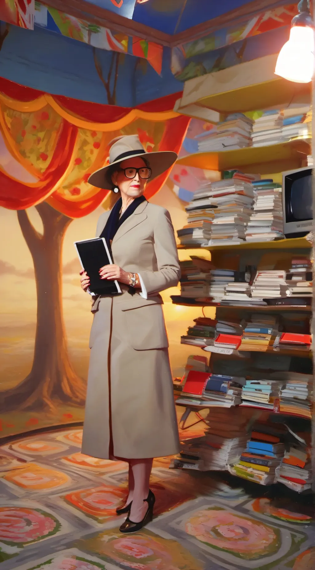 ai character: tv women background