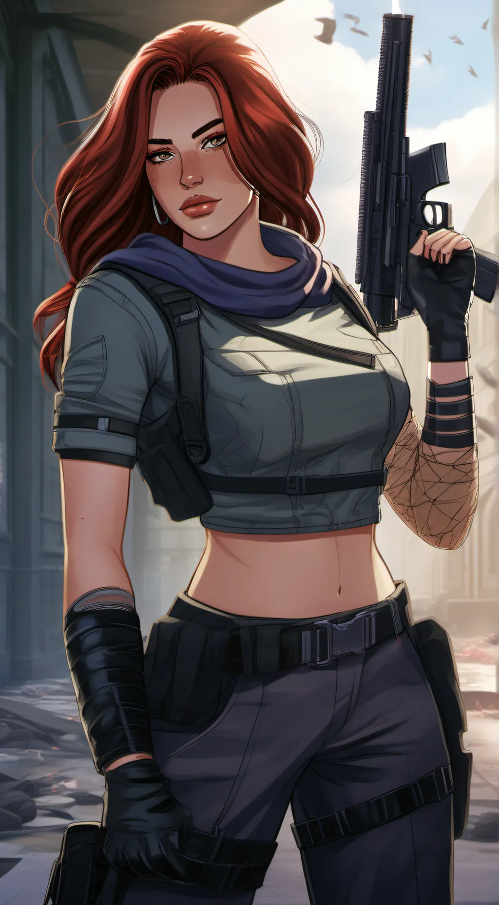 ai character: the flamed girl  background