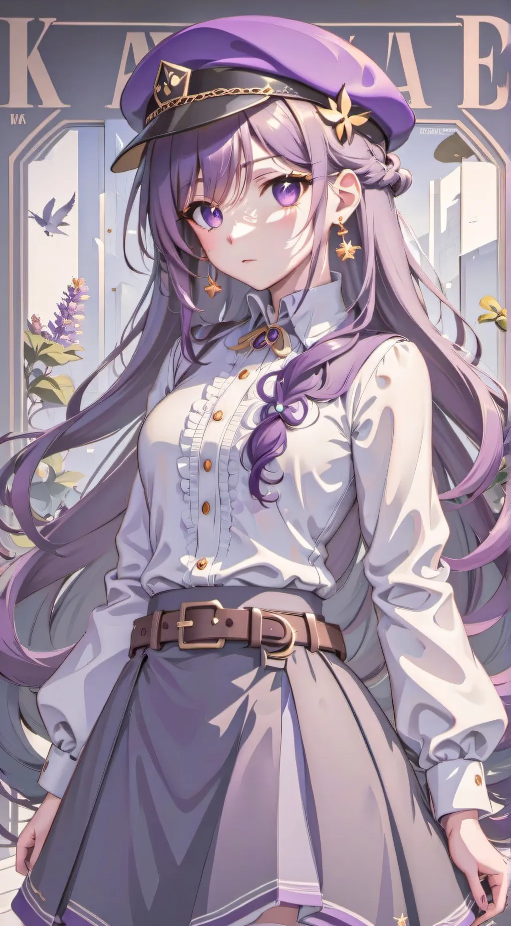 ai character: Violet background