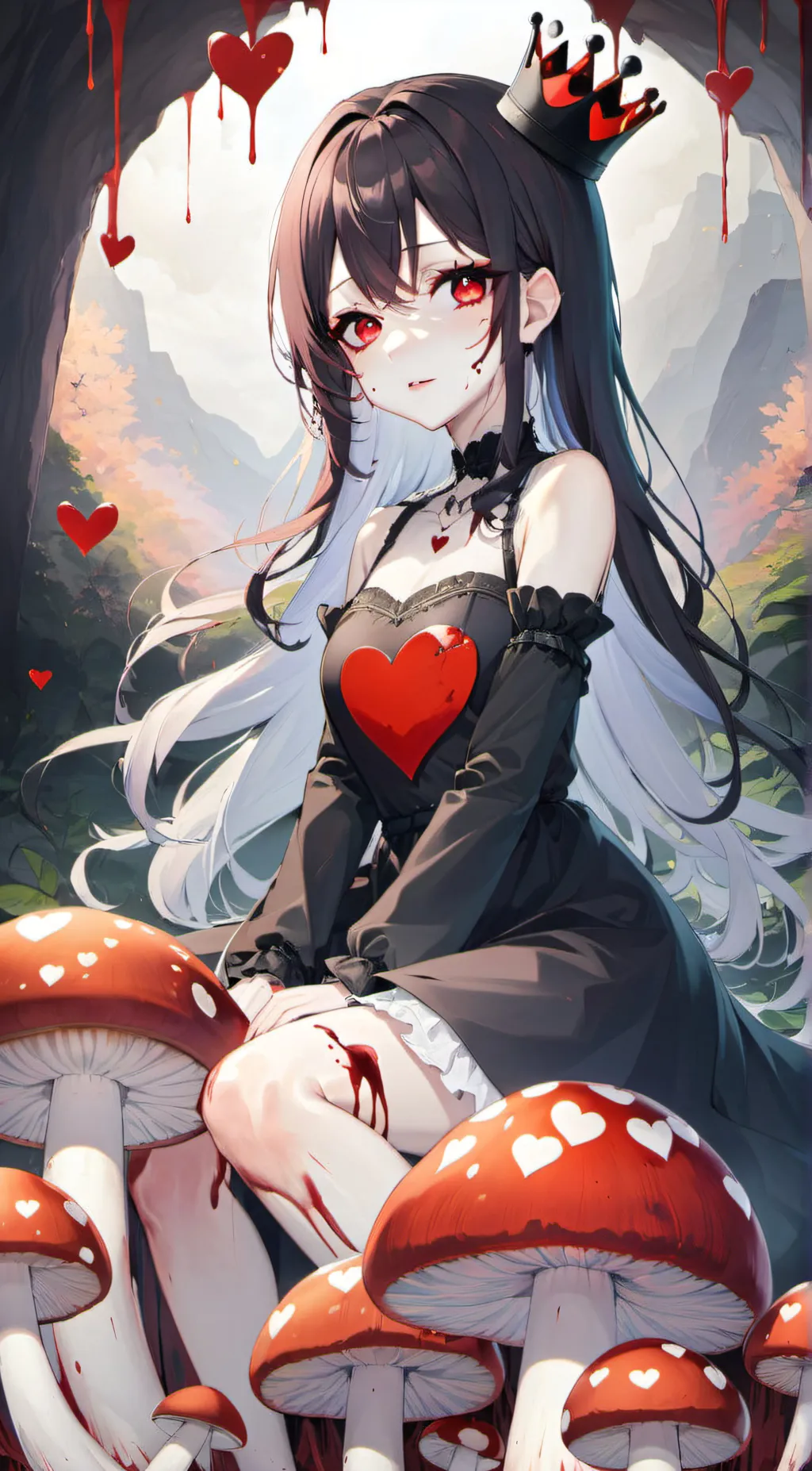ai character:  queen of hearts background