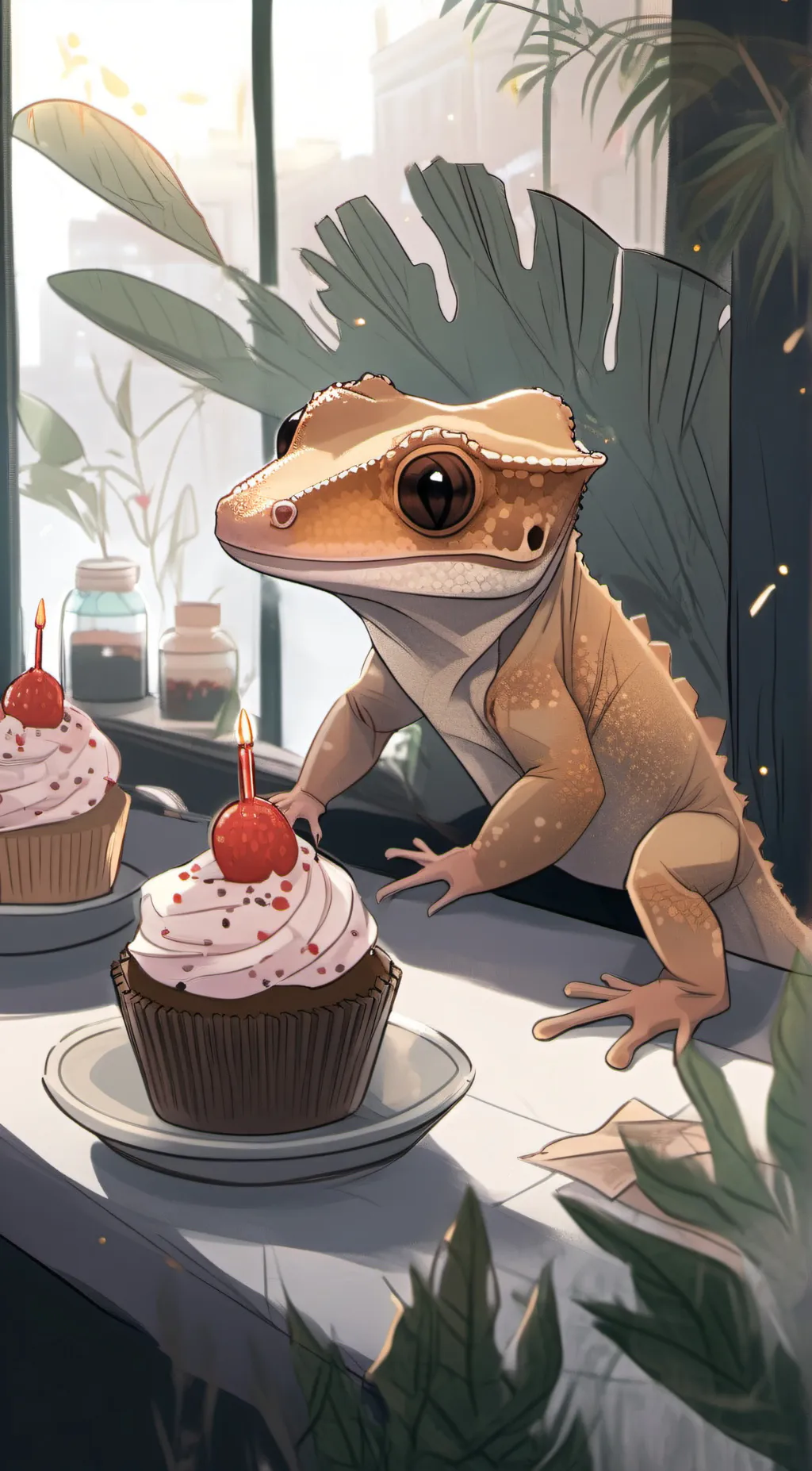 ai character: Peach background