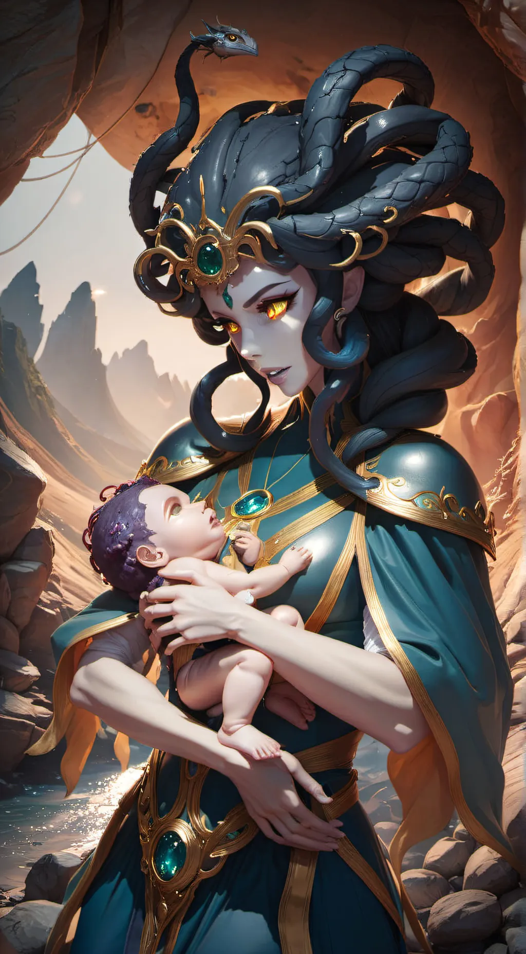 ai character: madusa  background