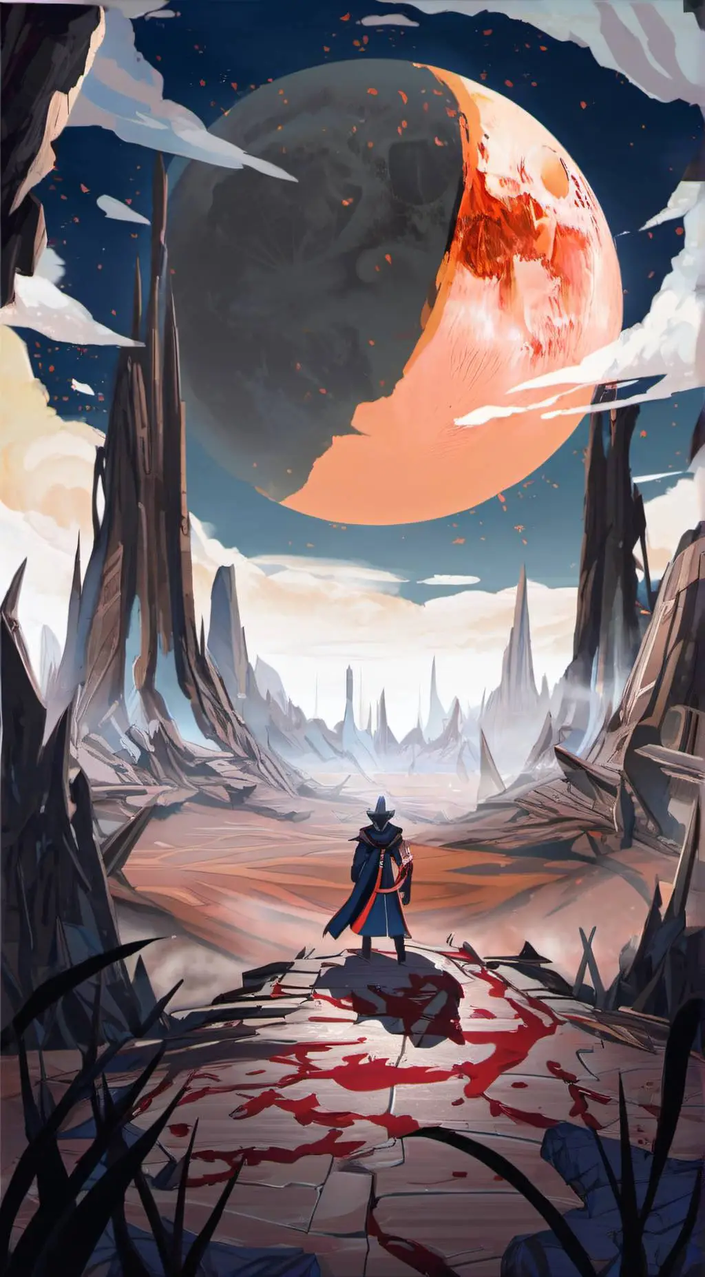 ai character: sun and moon show  background