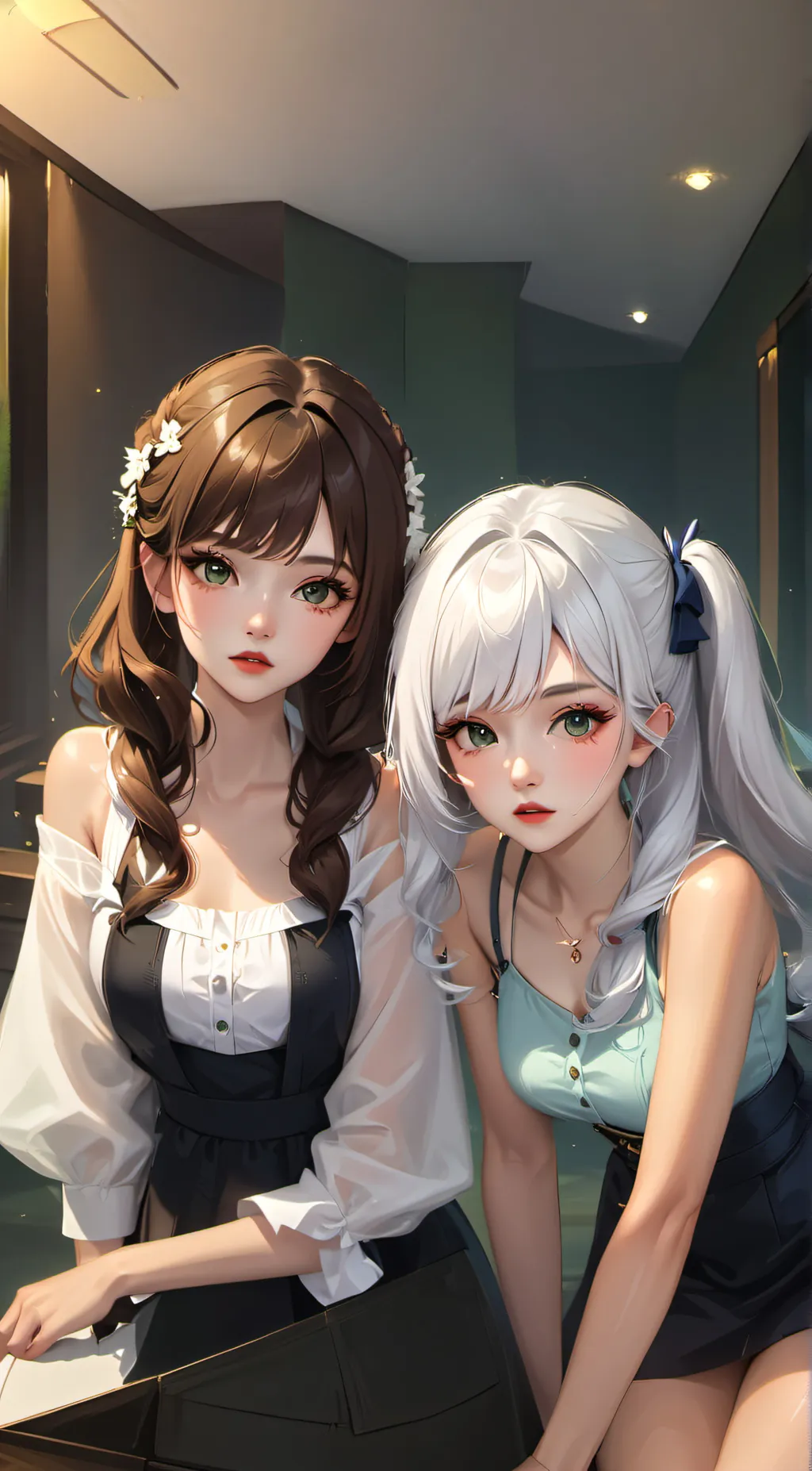 ai character: Ariana and Vivian  background