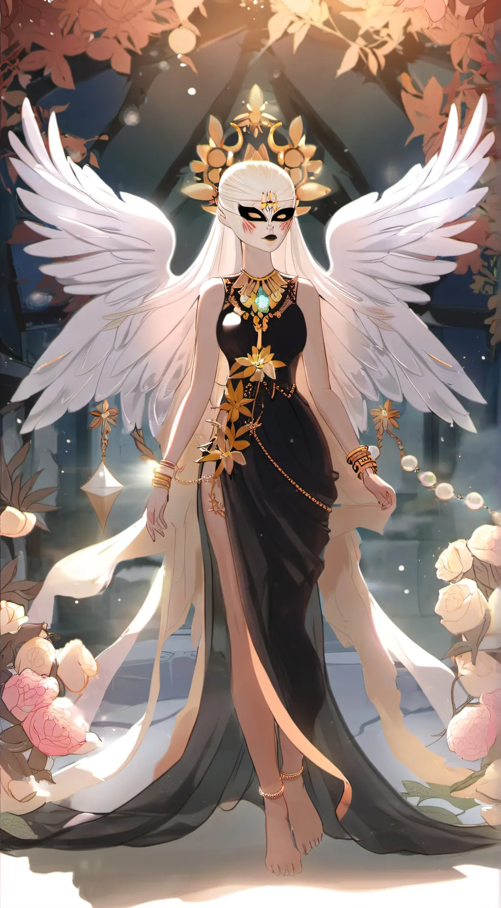 ai character: Azreal Bible Angel background