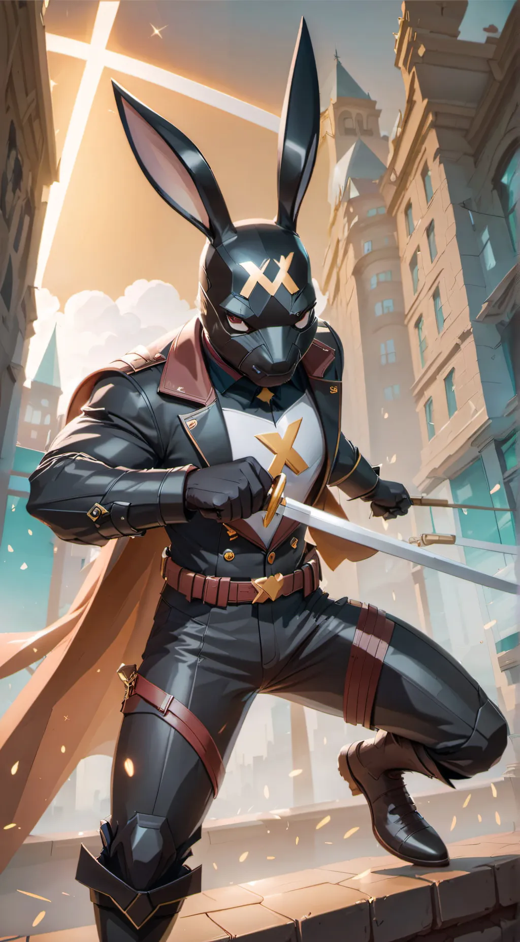 ai character: x rabbit  background