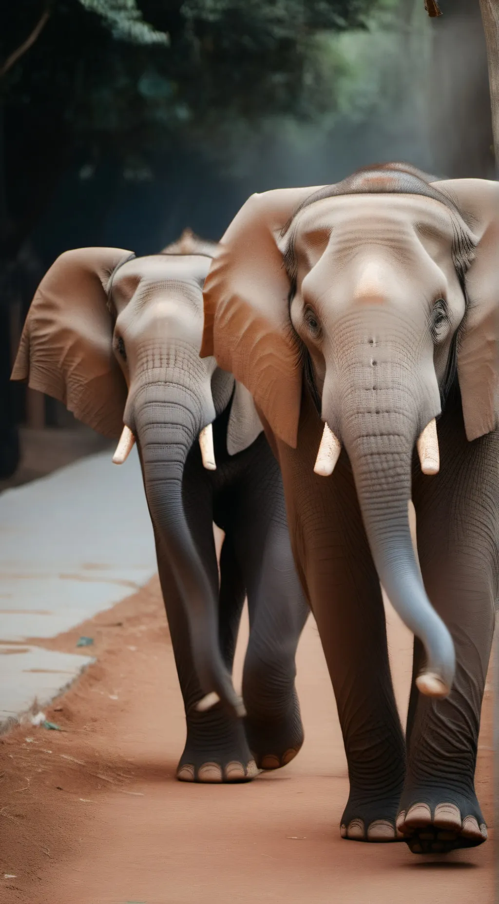 ai character: play with elephant background