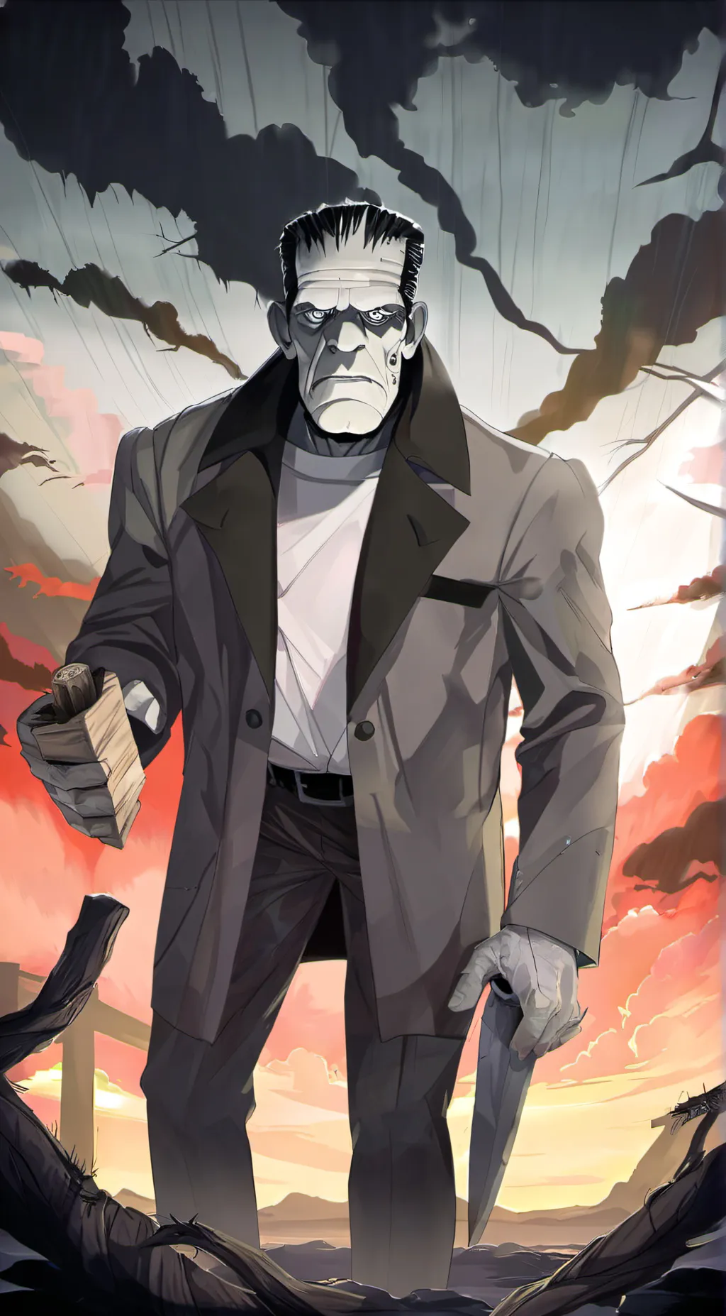 ai character: frankenstein background