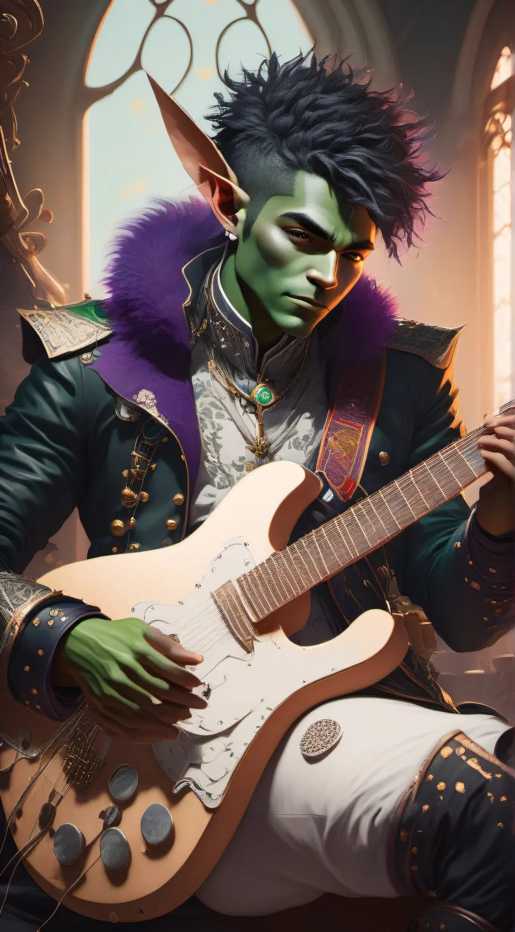 ai character: kiss and Yoda background