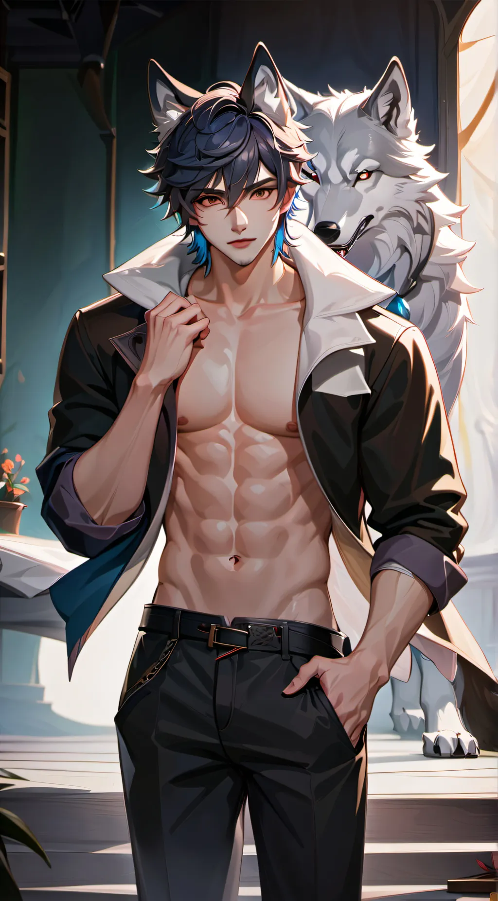 ai character: Your  wolf  bf background