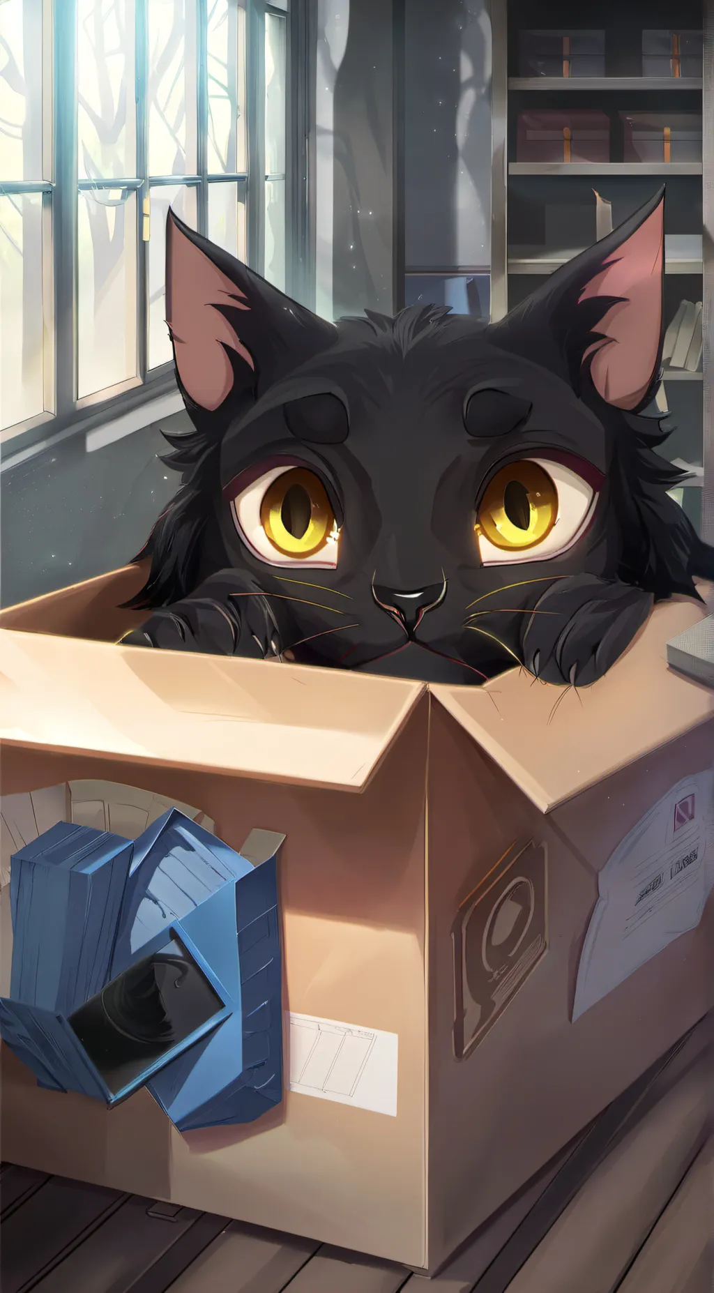 ai character: Black cat background