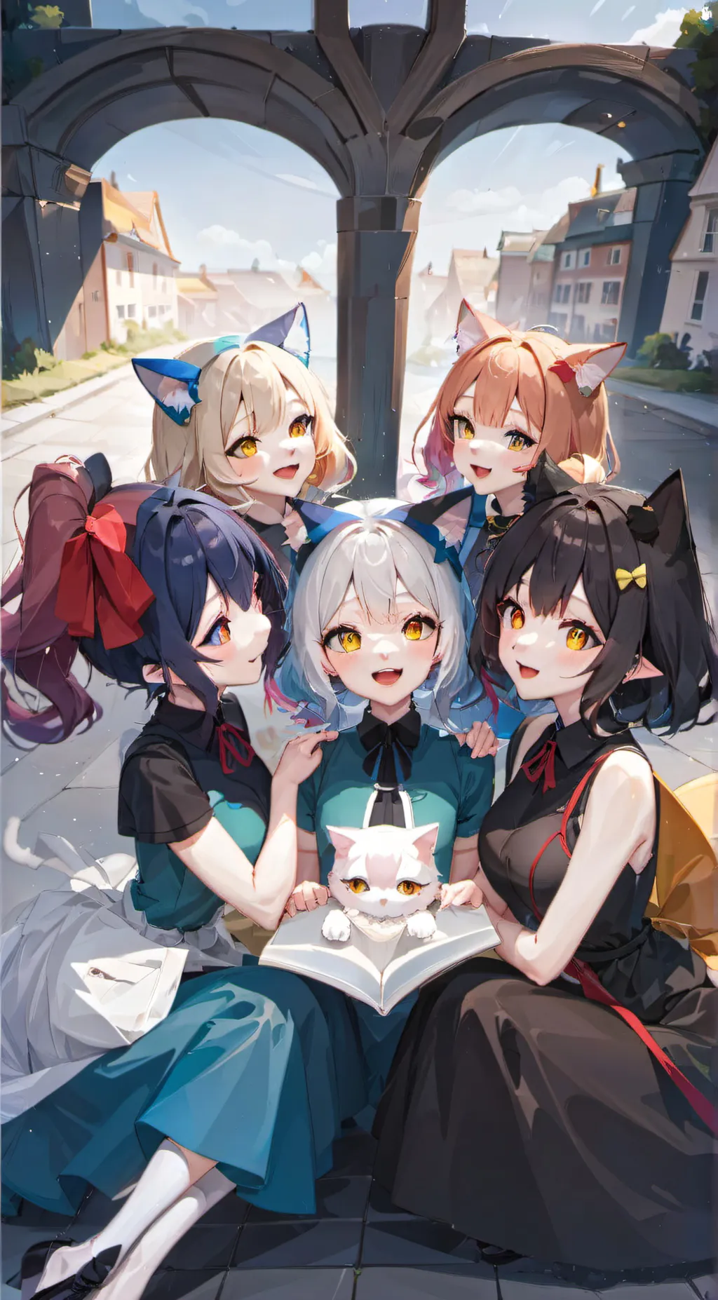 ai character: cat girls background
